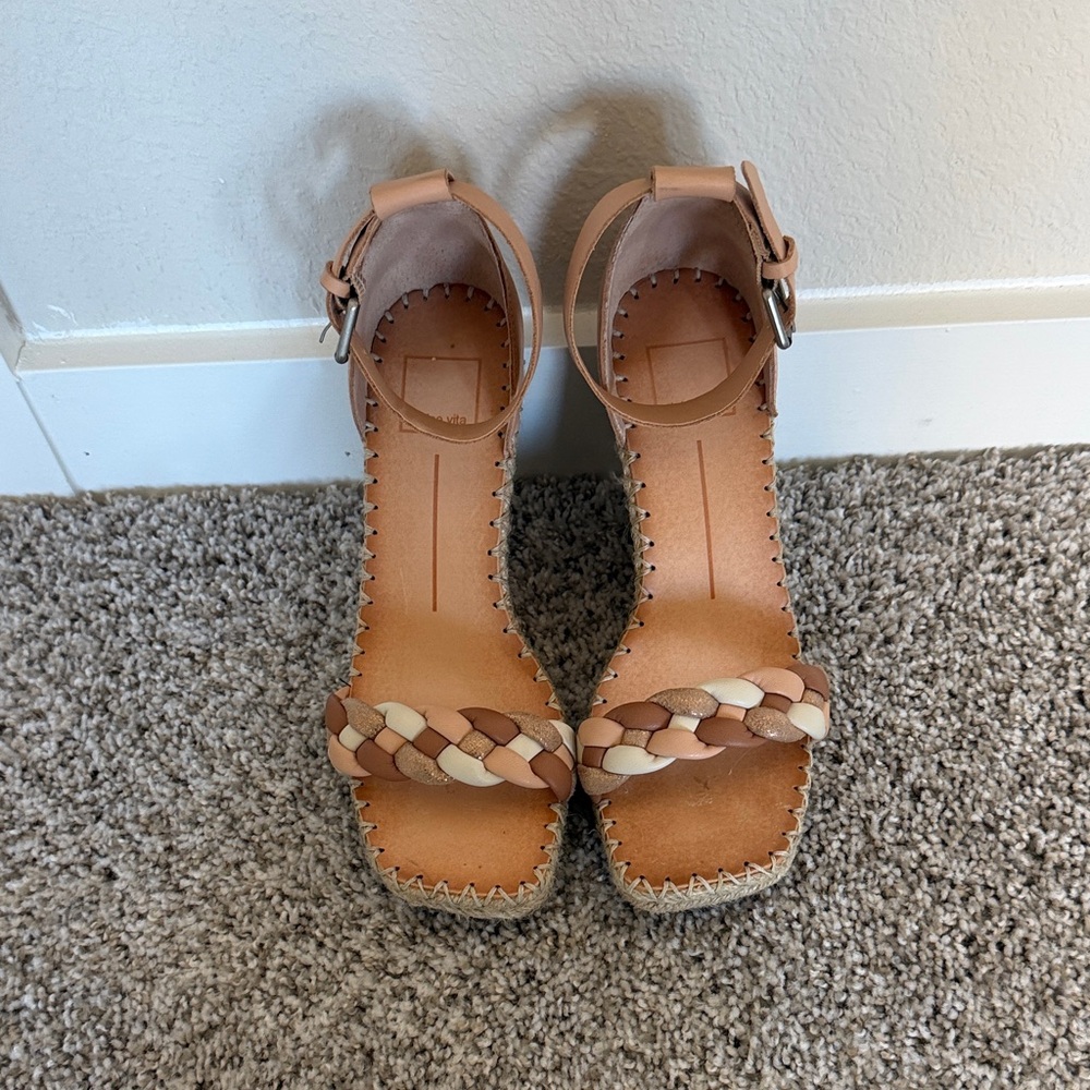 Elegant Braided Tan and Cream Espadrilles